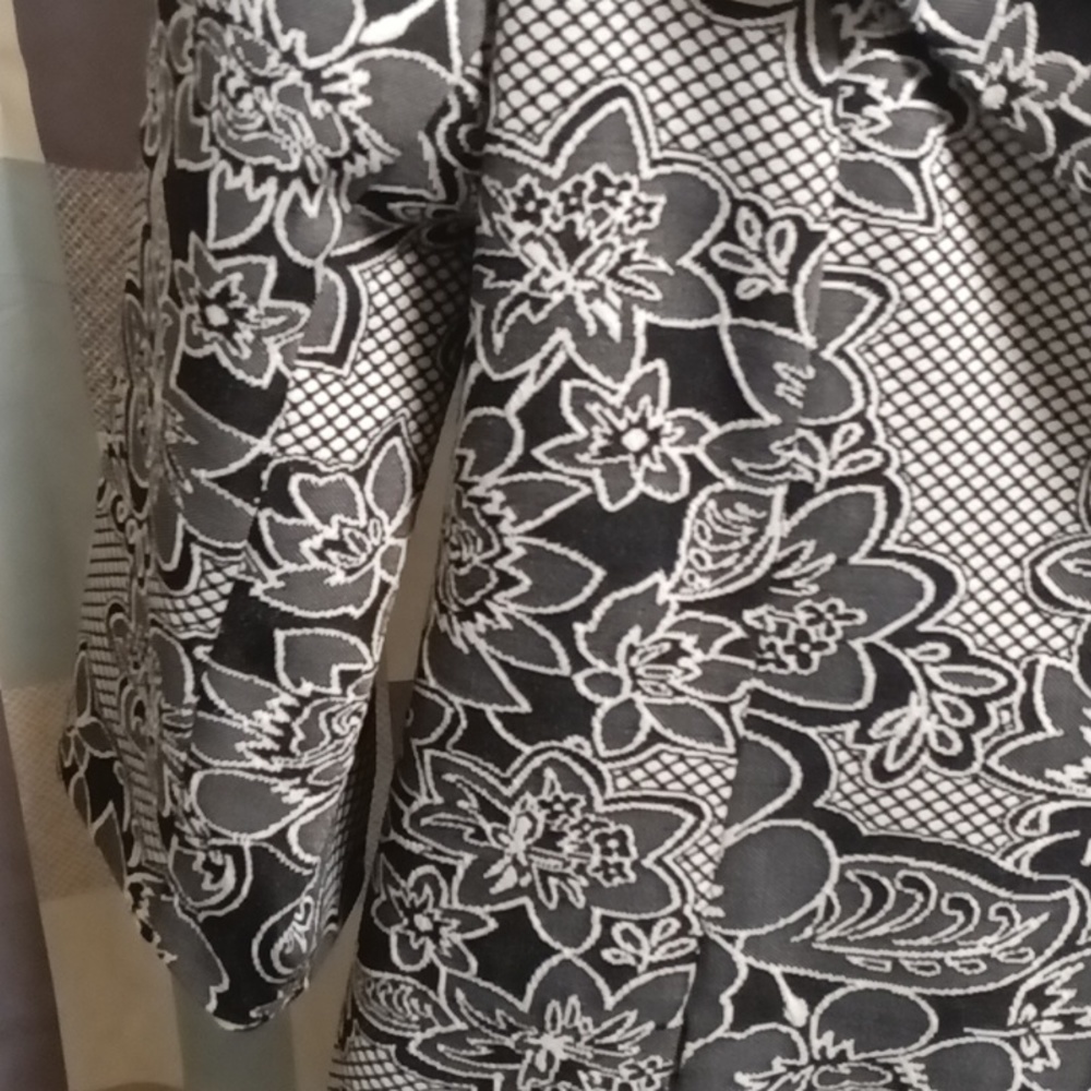 FINAL PRICE NYGARD black multi-colored 3/4 sleeve floral mesh print jacket 16 - Picture 9 of 12